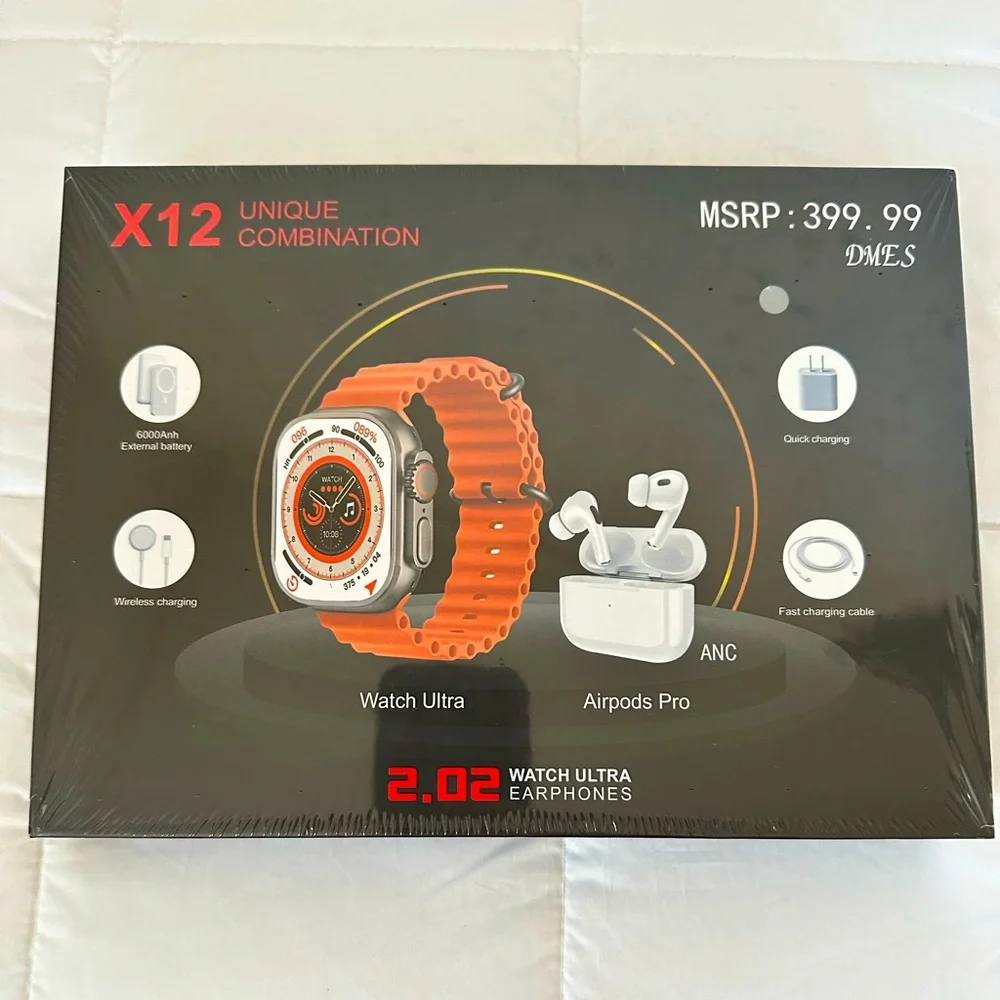 Android Smart Watch & Wireless Earbuds with Charging Case Set